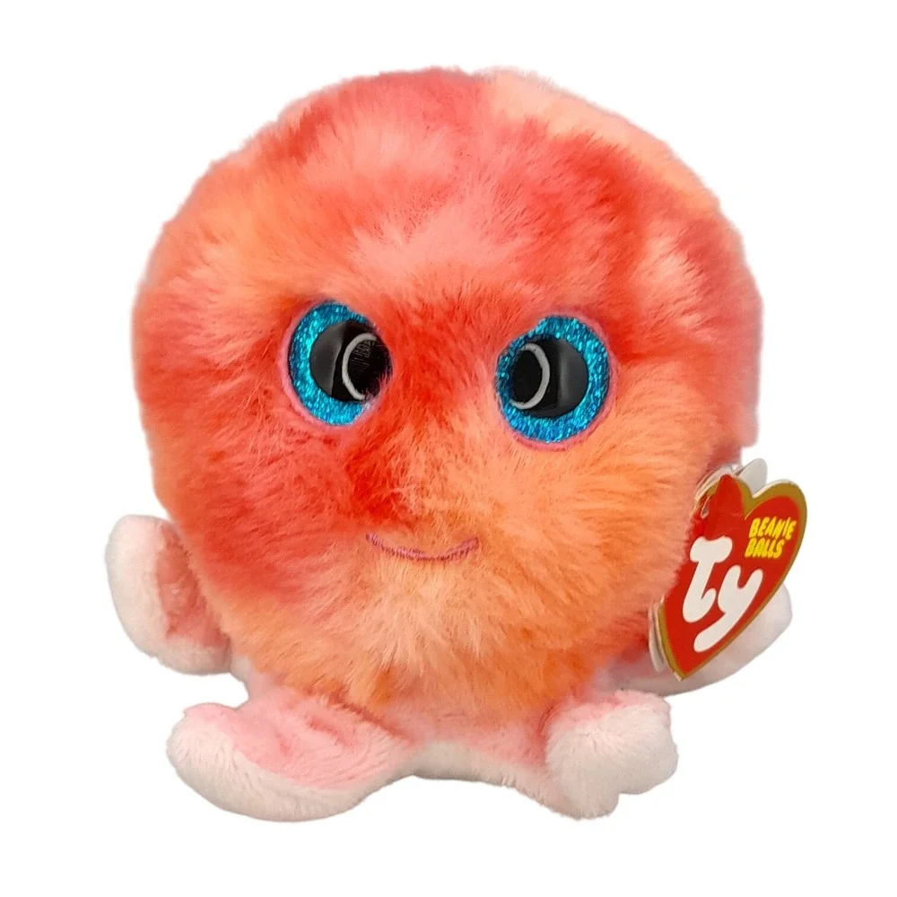 Ty Beanie Balls Sheldon Octopus Orange Pink Plush Stuffed Animal Weighted 4 inch